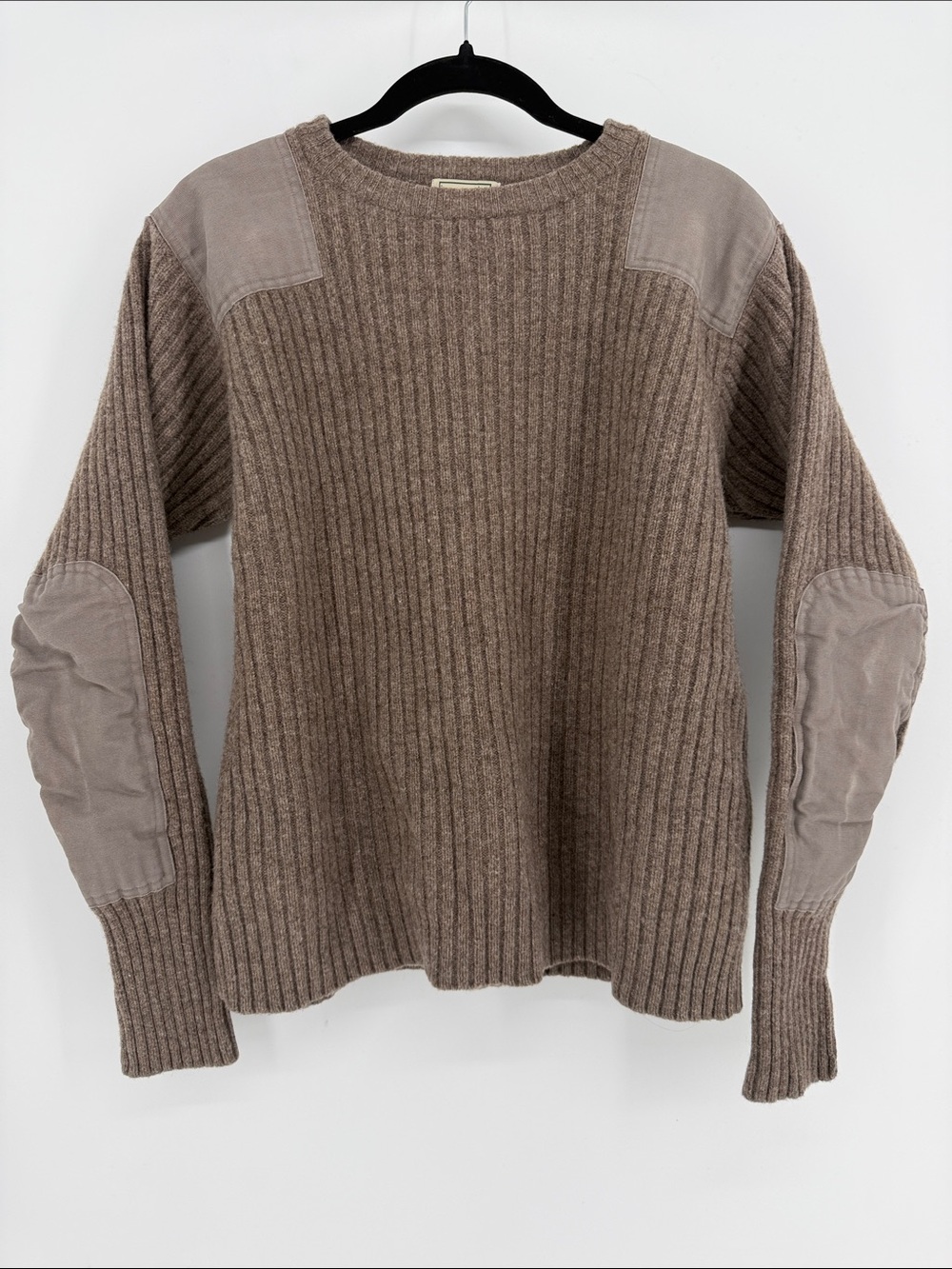 Vintage L.L.Bean 100% Merino Lambswool Commando Sweater Elbow Patch Large